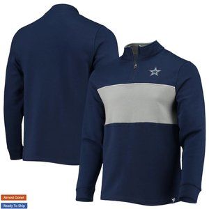 Dallas Cowboys Fanatics Branded Block Party Quarter-Zip Jacket - Navy/Gray